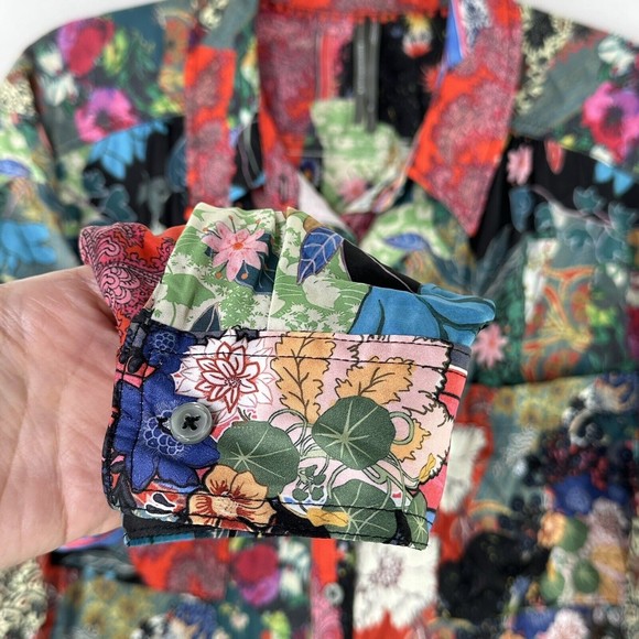 ANTHROPOLOGIE Patchwork Button Up Blouse Sz XL Paisley Floral - Picture 5 of 14